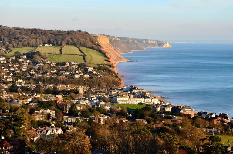 View over Sidmouth town and the Jurassic Coast