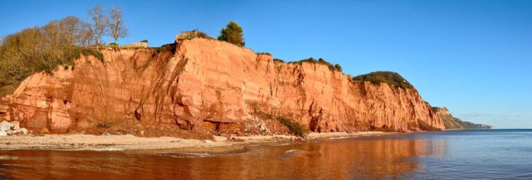 Red cliffs on the Jurassic Coast at Sidmouth